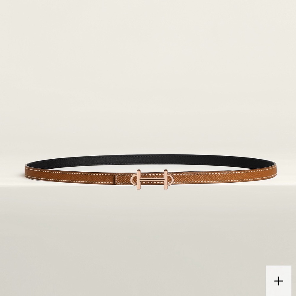 Hermes Gamma Belt Buckle Reversible Leather Strap 13mm - Picture 2 of 11